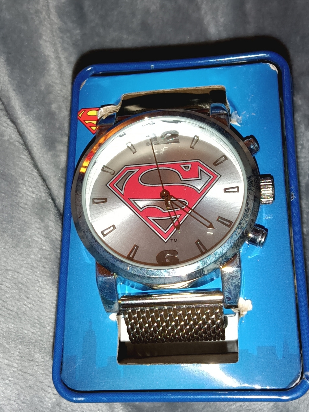 Marvel Men's Silver Tone Watch with Red Superman Shield